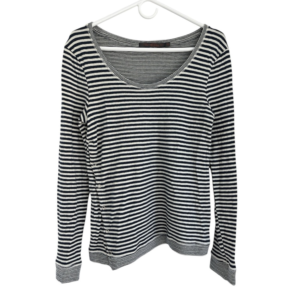 Apiece Apart Blue White Striped Long Sleeve Shirt Top S XS